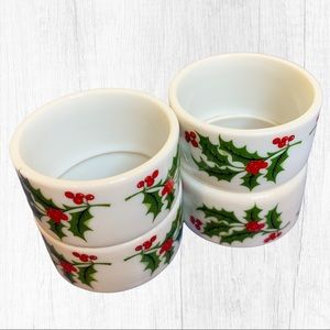 4 Japanese Porcelain napkin ring set Christmas
